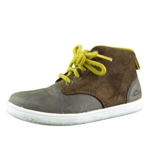 Clarks Boys Bootie Size T 9‎ Wide Shoes Brown Leather Zip